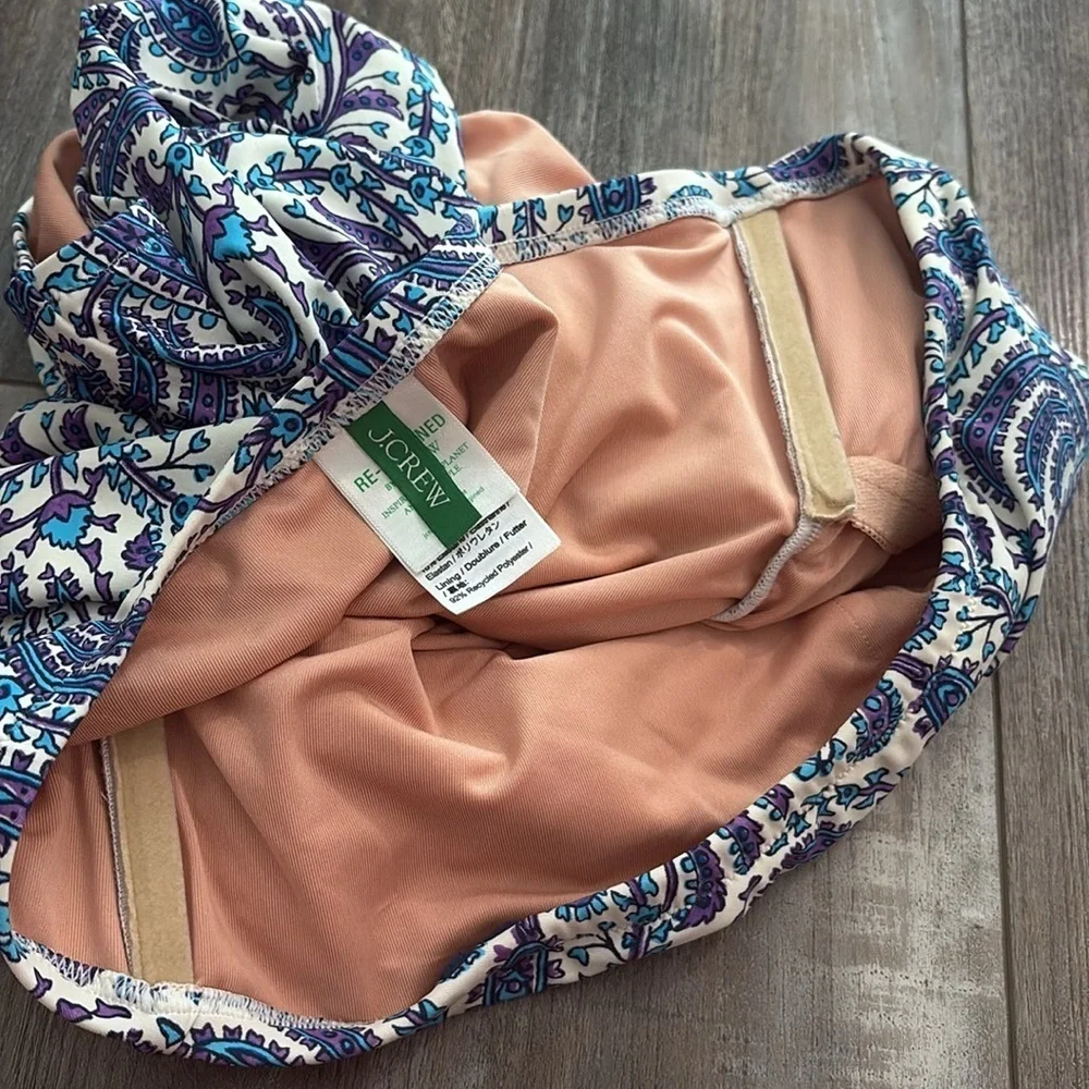 J. Crew Ratti Bandeau Paisley Print Swimsuit size 8